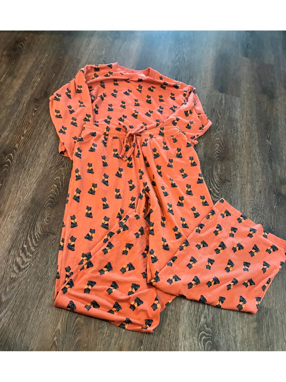 American Eagle Outfitters Orange Cat Printed pajama set